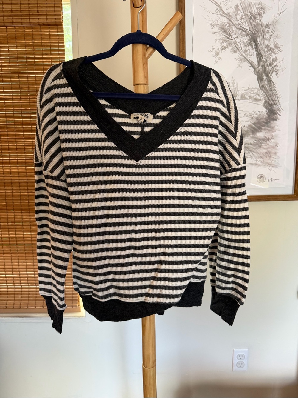Listicle V-Neck Horizontal Striped Sweater